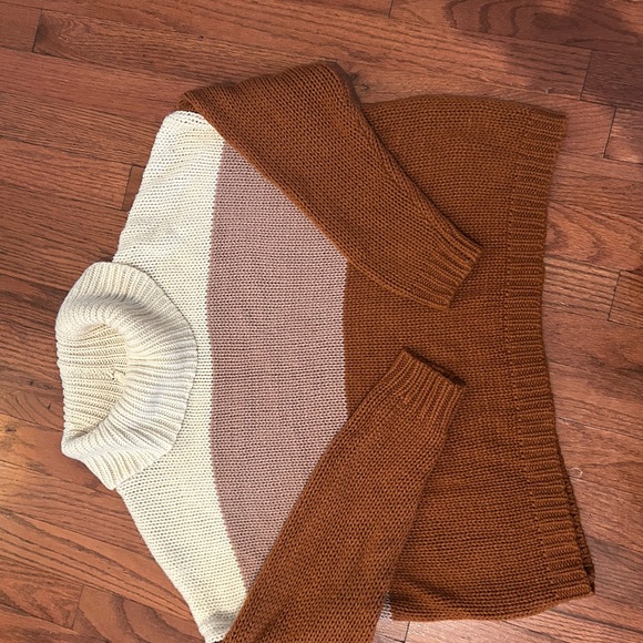 beachlunchlounge Sweaters - beachlunchlounge Cowl Neck Sweater - Cream, Tan, Brown